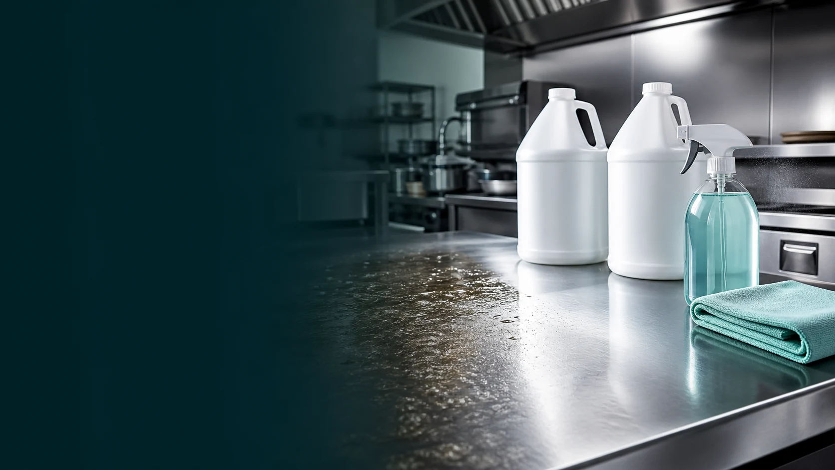 Área de trabajo profesional limpia para representar la línea de desengrasantes industriales Haz Clean
