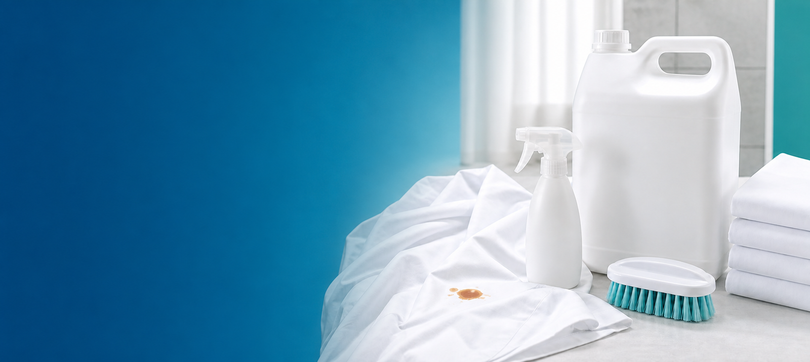 Productos quitamanchas Haz Clean junto a una prenda con una mancha pequeña